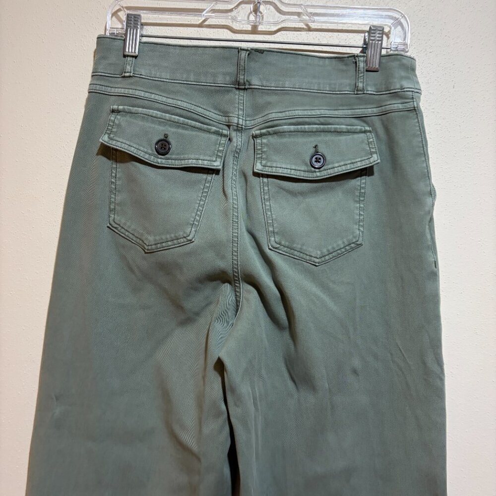 Spanx Stretch Twill Cropped Wide Leg Pant Green - Picture 8 of 14